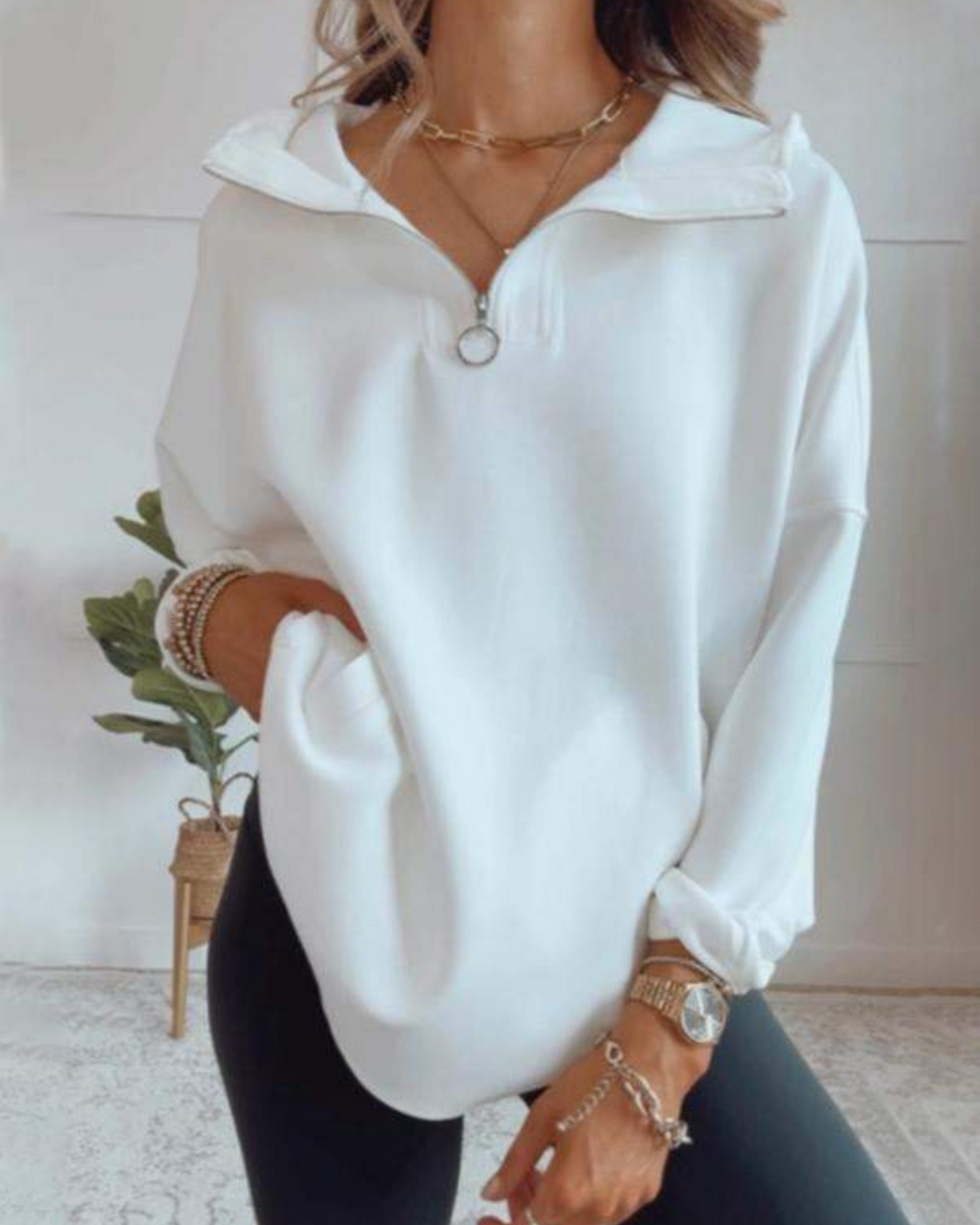 DELISA - Quarter Zip Oversized Comfy Hoodie