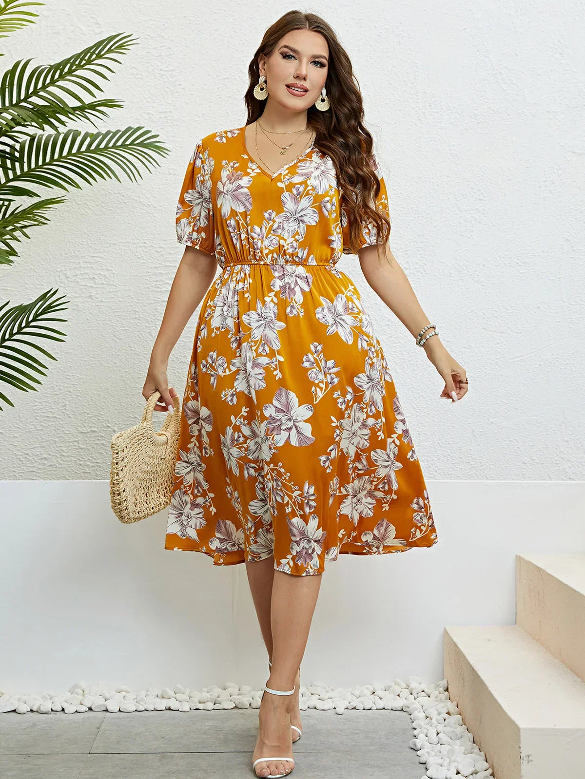 Luna Blossom™ PLUS Floral Midi Dress