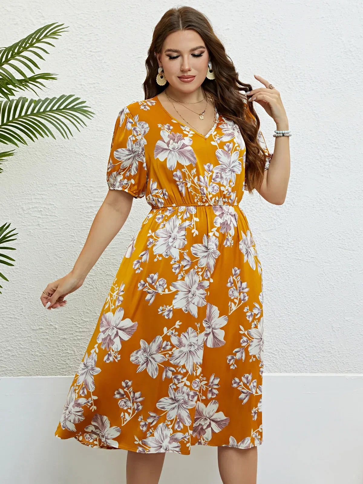 Luna Blossom™ PLUS Floral Midi Dress