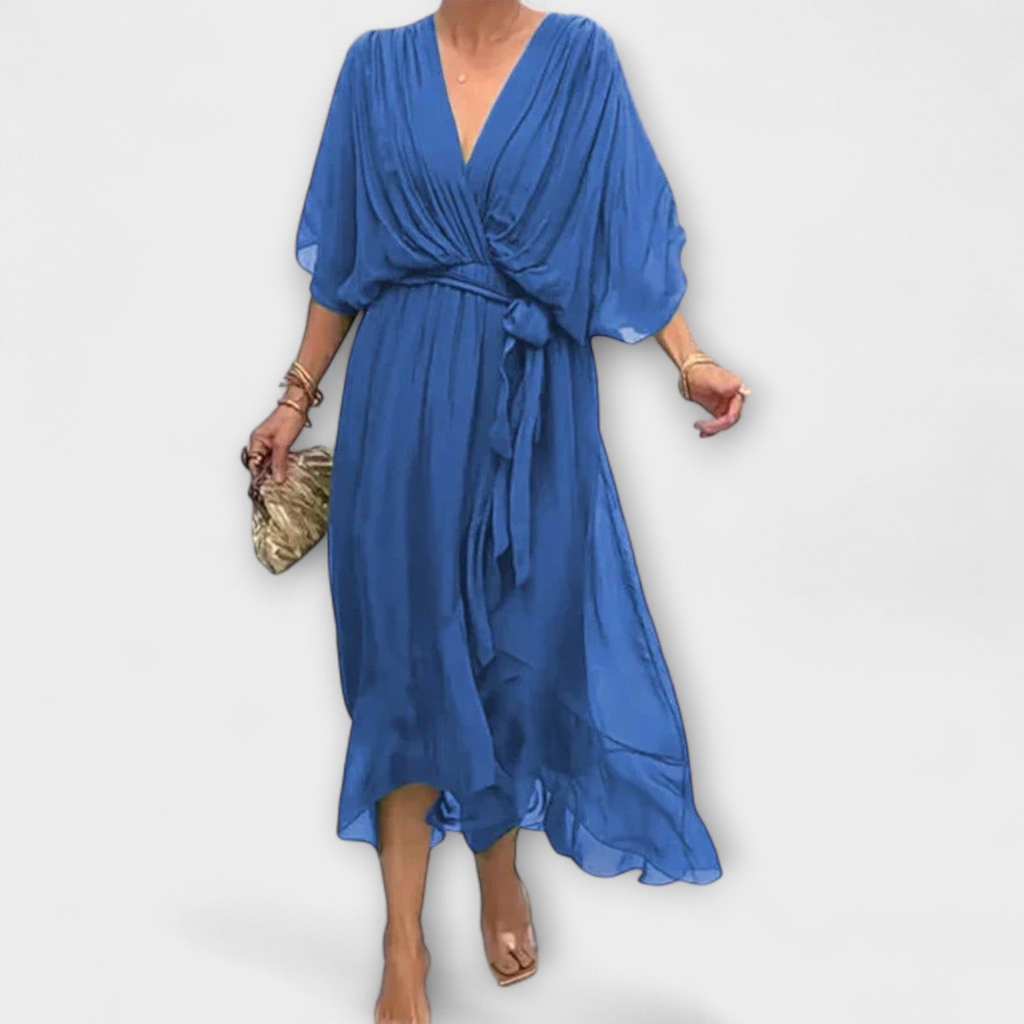 Chiffon Dress with V-Neck