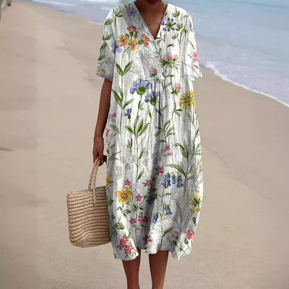 Zara™ - Cheerful Floral Dress With Tummy Coverage