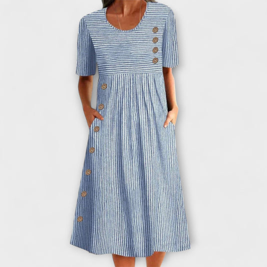 Striped Cotton Midi Dress
