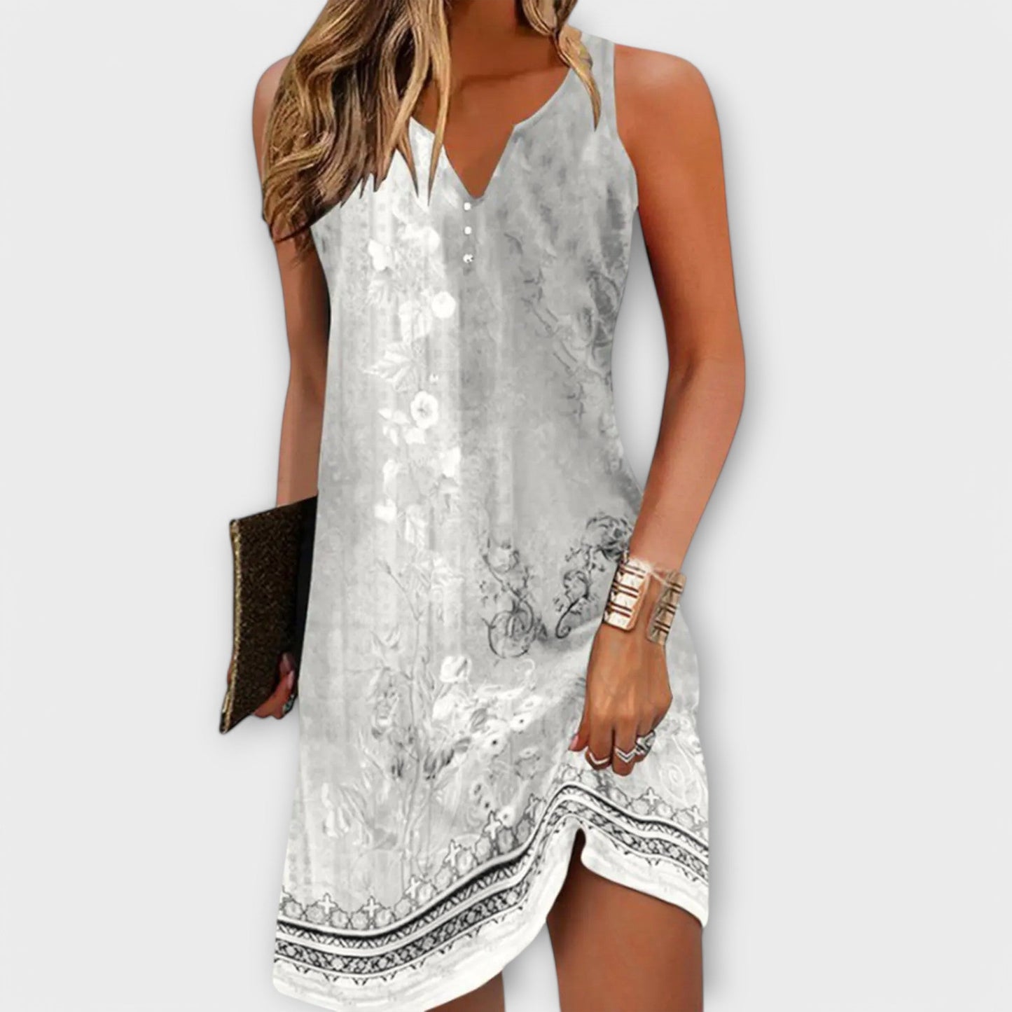 Midi Summer Dress with Floral Pattern